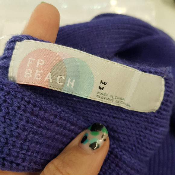 Free People Beach Orchid Convertible Tank Top Medium UK 12 Purple Knit Halter BN - Picture 7 of 10